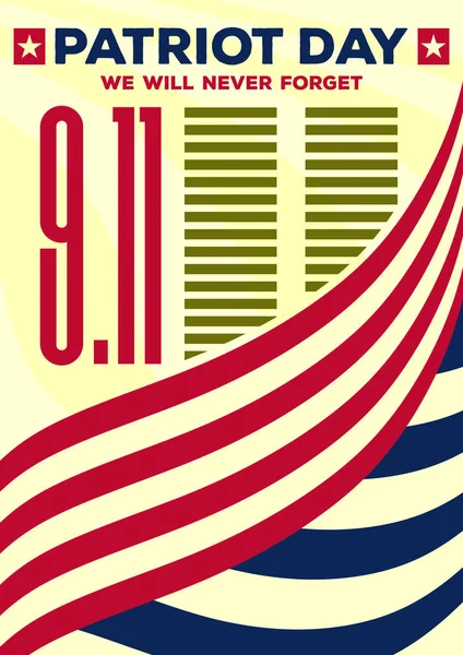 Vatansever gün vintage başlık sayfası veya poster. Biz 11 Eylül unutmayacağım. Vektör çizim