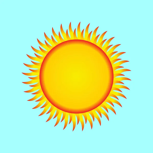 Icono del sol. Ilustración vectorial sobre fondo azul — Vector de stock