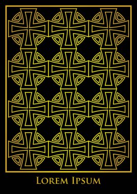 Vintage, zarif iş kartı, flyer şablonu yinelenen Celtic cross ile. Vektör çizim