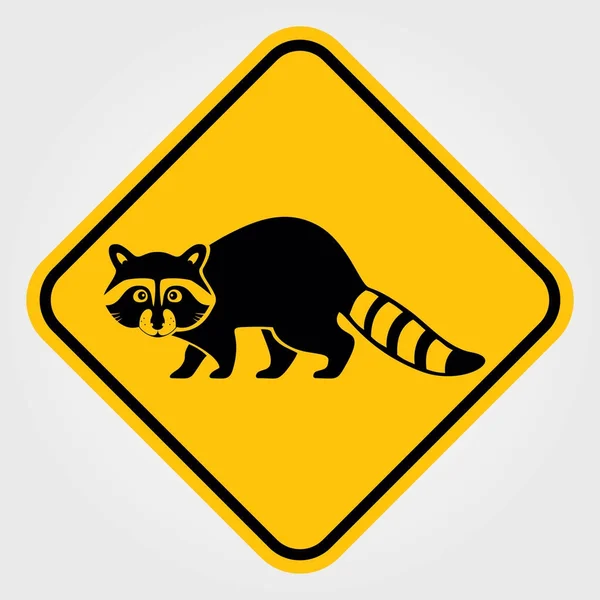 注意アライグマ, 動物。道路標識. — ストックベクタ