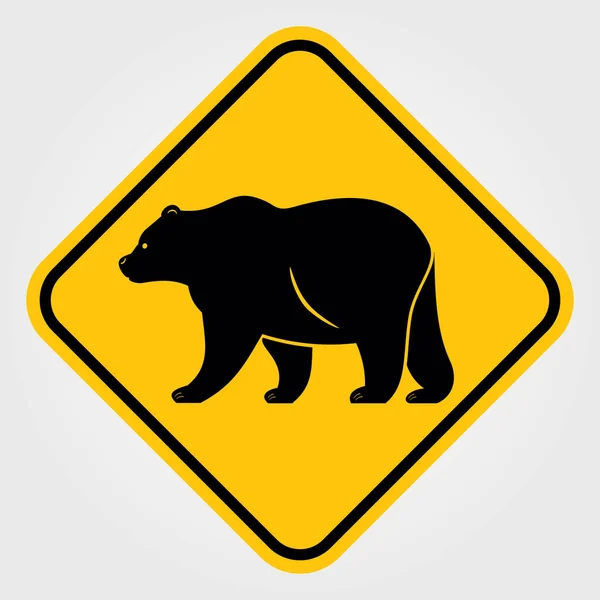 Žlutá dopravní značka - pozornost zvíře, medvěd. — Stockový vektor