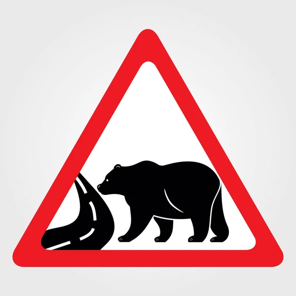 Pozor medvěd, zvíře. Dopravní značka. — Stockový vektor