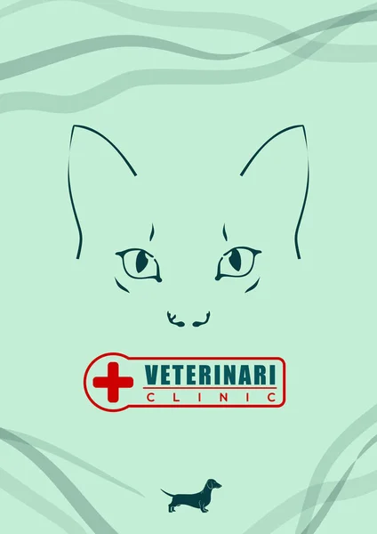 Veterinary clinic background design template with cat. Vector illustration — Stock Vector