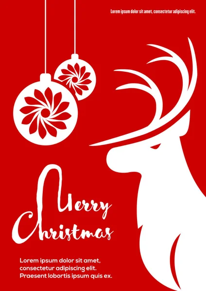 Wesołych Świąt z życzeniami lub plakat szablon z jelenia. Ilustracja wektorowa — Wektor stockowy