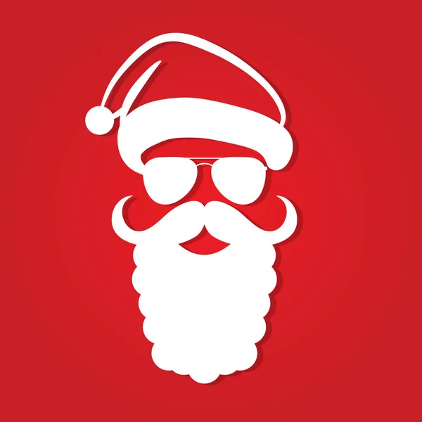 Kerstman muts, baard en zonnebril pictogram. Vectorillustratie — Stockvector