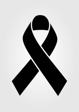 Şerit AIDS sembolü. Siyah basit vektör simgesi