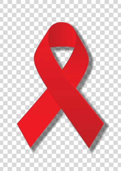 Symbol dnia aids na świecie, realistyczne czerwoną wstążką na przezroczystym tle. — Wektor stockowy