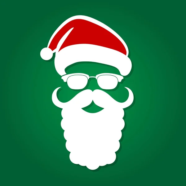Babbo Natale cappello, barba e occhiali icona. Illustrazione vettoriale — Vettoriale Stock