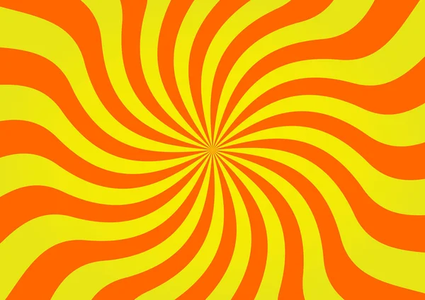 Rayos de sol sobre fondo de color naranja. Ilustración vectorial — Vector de stock