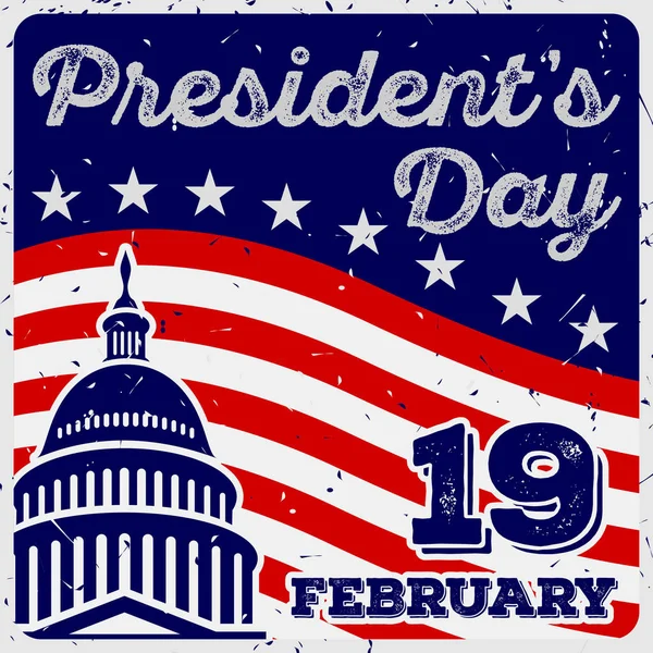 Präsident Day Vintage Usa Grußkarte Vereinigte Staaten Von Amerika Feier — Stockvektor