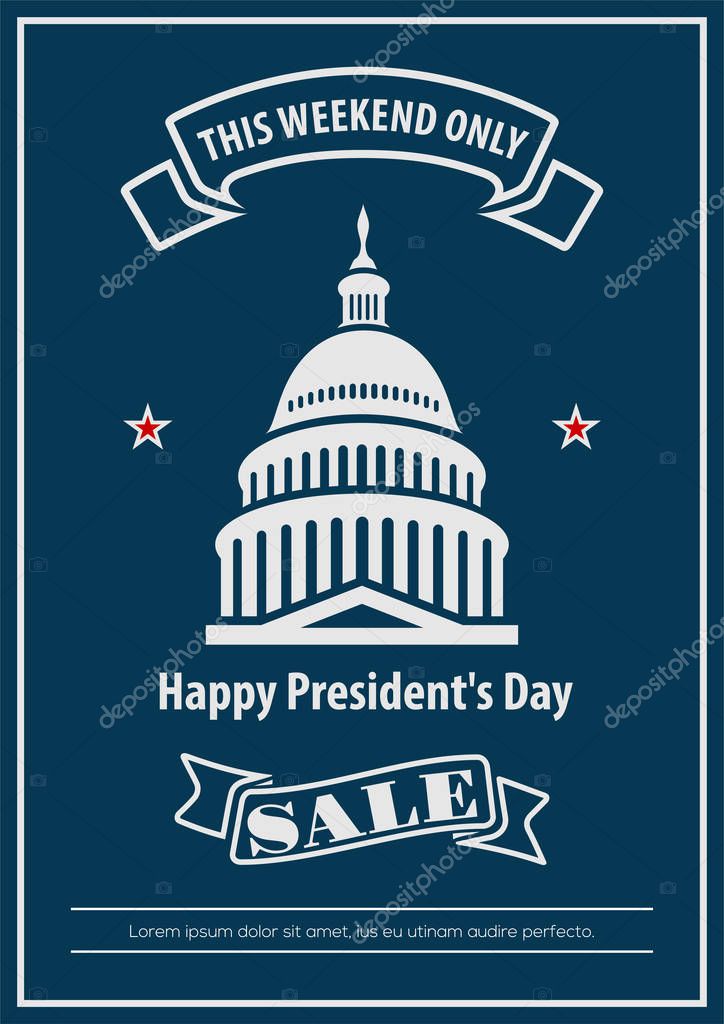 Presidents Day sale banner, poster. Vector illustration