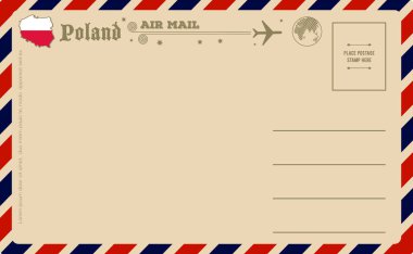 Vintage kartpostal ile Polonya Haritası