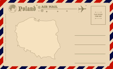 Vintage kartpostal ile Polonya Haritası