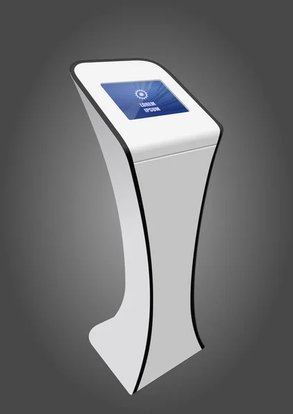 White Promotional Interactive Information Kiosk Terminal Stand Touch Screen Display — Stockvektor