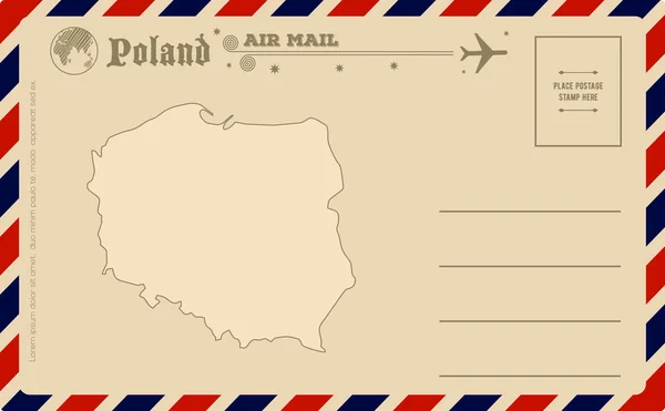 Postal Vintage Con Mapa Polonia — Vector de stock