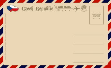 Vintage kartpostal ile Çek Cumhuriyeti haritası