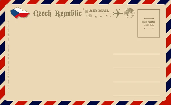 Carte Postale Vintage Avec Carte République Tchèque — Image vectorielle