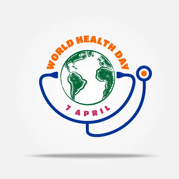 Concept Journée Mondiale Santé Avec Globe Stéthoscope Illustration Vectorielle — Image vectorielle