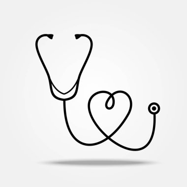 Beyaz arka plan üzerinde izole stetoskop simgesi.