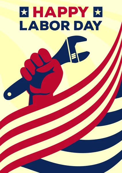 Bannière Affiche Vintage Happy Labor Day Illustration Vectorielle — Image vectorielle