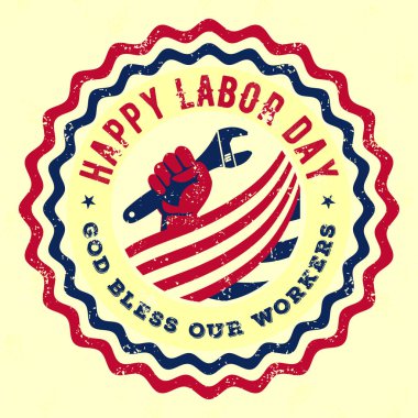 İşçi Bayramı grunge lastik damga. Vektör çizim