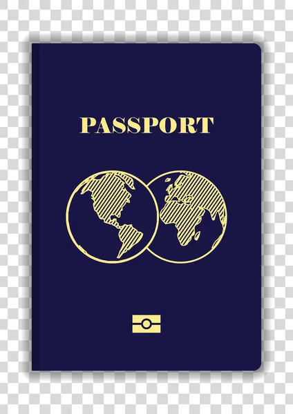 国际护照与地球地图被隔绝在透明的背景 模拟模板 矢量插图 — 图库矢量图片