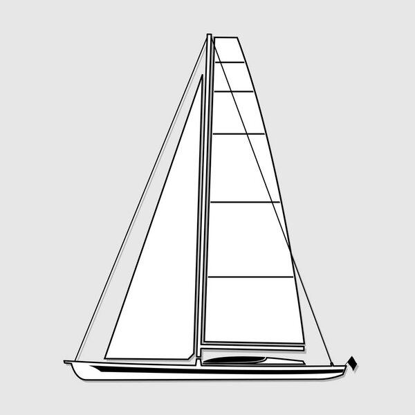 Современная парусная яхта. Векторная иллюстрация
.