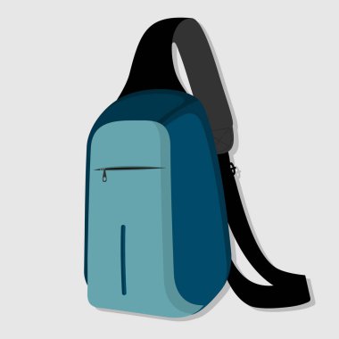 Gri arka plan üzerinde izole mavi sırt çantası. Düz stil moda modern vektör çizim