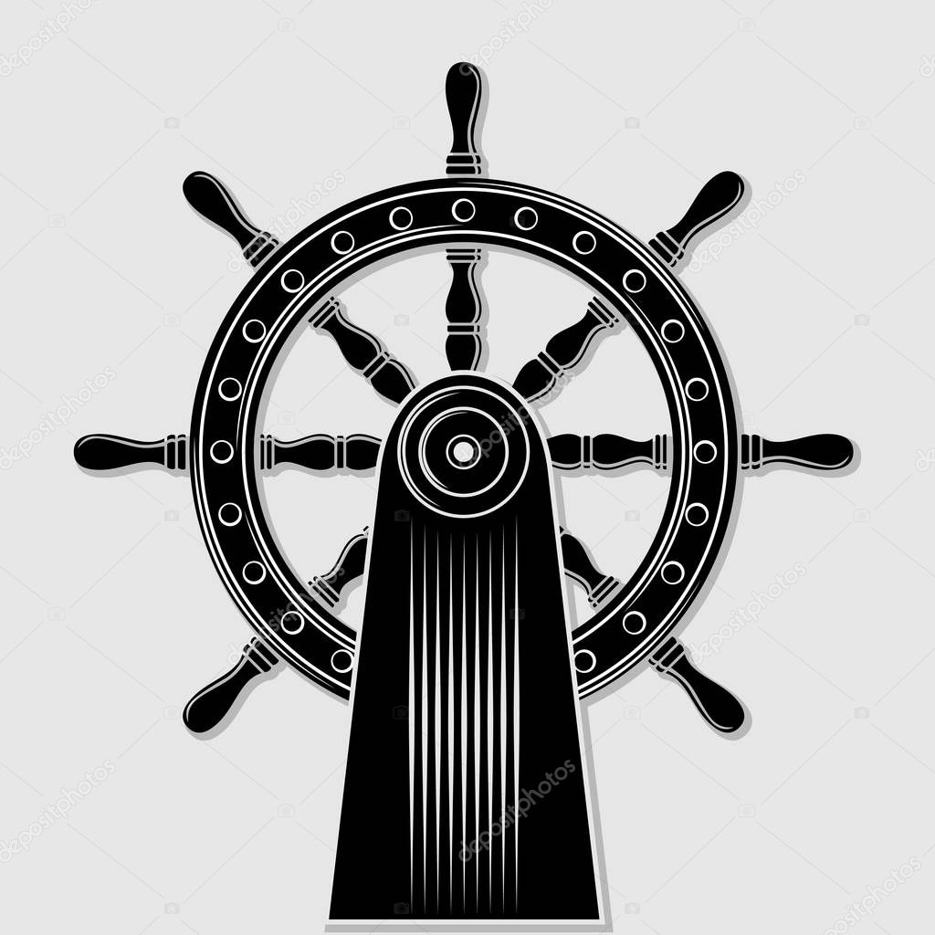 Ship steering wheel. Vector illustration.