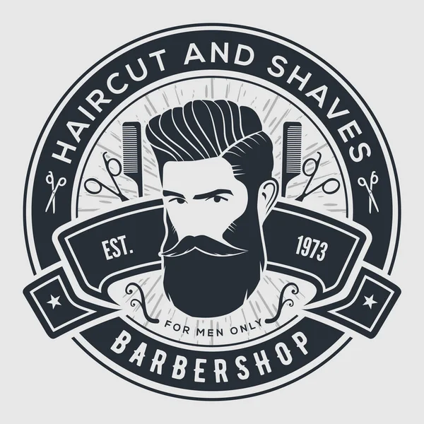 Cartaz de barbearia, modelo de banner com homens barbudos. Ilustração vetorial — Vetor de Stock