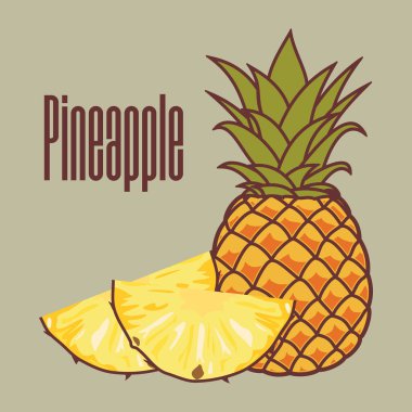 Yuvarlak dilimli ananas. Düz biçim vektör illüstrasyonu.
