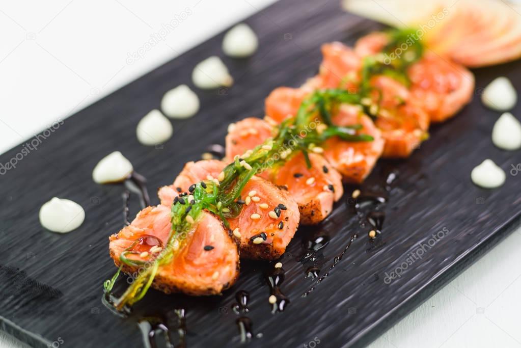 Salmon Tataki Japanese food salmon fillet