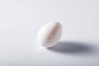 Beyaz arka plan üzerinde izole gölge ile beyaz yumurta