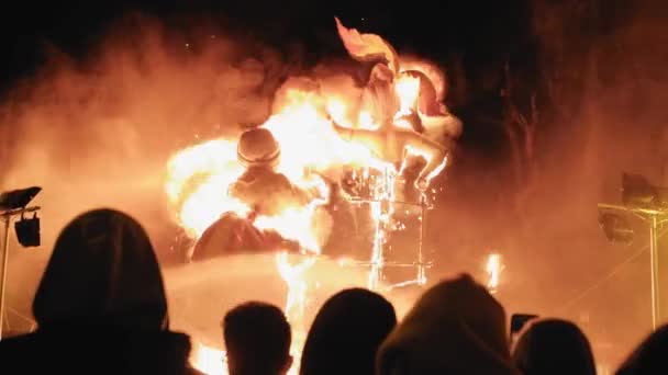 España Denia 15 de marzo de 2019. Durante la quema de las Fallas. Fiesta tradicional en Valencia . — Vídeos de Stock