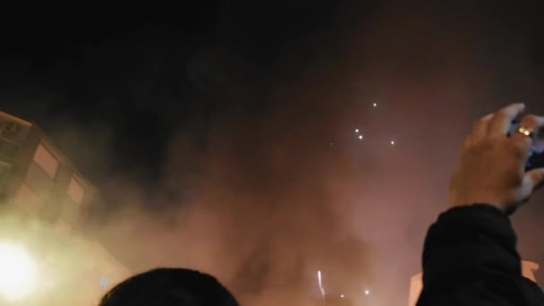 Spain Denia 15 березня 2019. Під час спалення Fallas. Традиційне свято в Валенсії.. — стокове відео