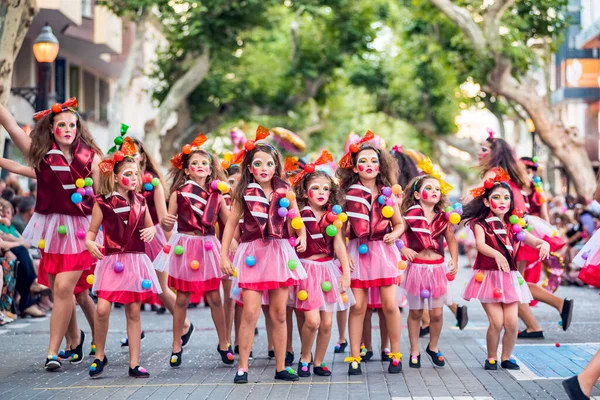 Spanje Denia Juli 2019 Mensen Carnaval Zomer Vieringen Stad Denia — Stockfoto