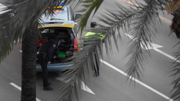 Denia Espagne Avril 2020 Policiers Espagnols Pendant Processus Travail Mesures — Video