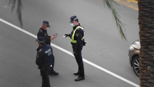 Denia Spain April 2020 Spanish Policemen Check Make Photo One — Stock Video
