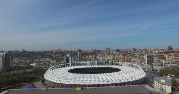 Stadium and the cityscape skyline in sunny weather in Kiev — Stock Video