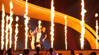 Kiev, Ukrayna - 12 Mayıs 2017: Eurovision Şarkı Yarışması katılımcı İsrail Uluslararası Fuar Merkezi