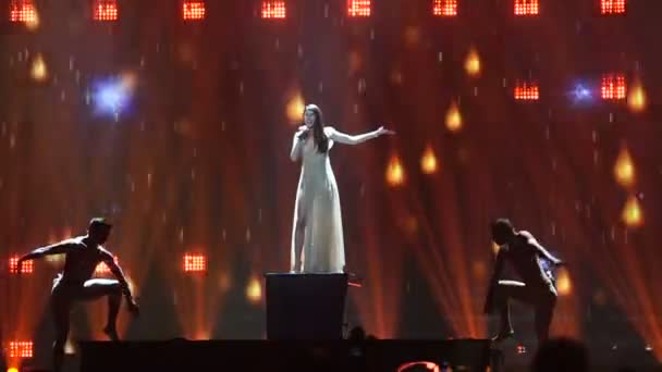 Κίεβο, Ουκρανία - 12 Μαΐου 2017: Ελλάδα στον συμμετέχοντα διαγωνισμός τραγουδιού Eurovision Demy στο διεθνές εκθεσιακό κέντρο — Αρχείο Βίντεο