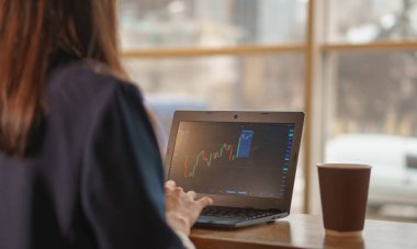 Esmer kız laptop artış değişimi grafikte saatler