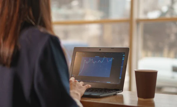 Esmer kız laptop artış değişimi grafikte saatler