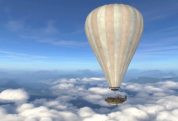 3D illustration Fantasy airship Zeppelin Dirigible balloon