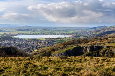 Cheddar Resevoir and the Somerset Levels from Cheddar Gorge clipart