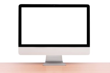 monitör bilgisayar retina ekran üzerinde ahşap masa
