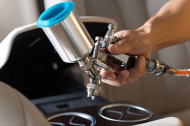 Araba serisi ayrıntılı: Closeup el kaplama bej lüks Oto Koltuğu