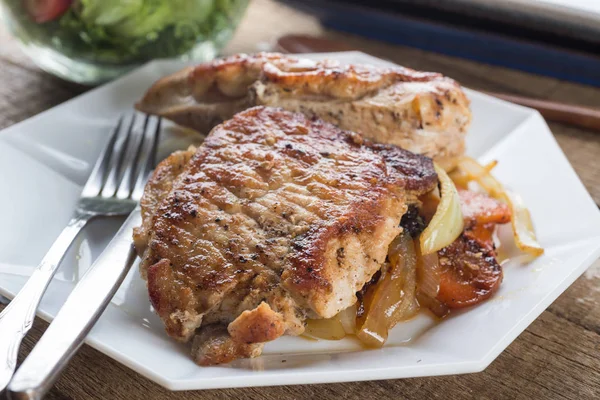 Food series: Pork and chicken steak — Stock Photo, Image