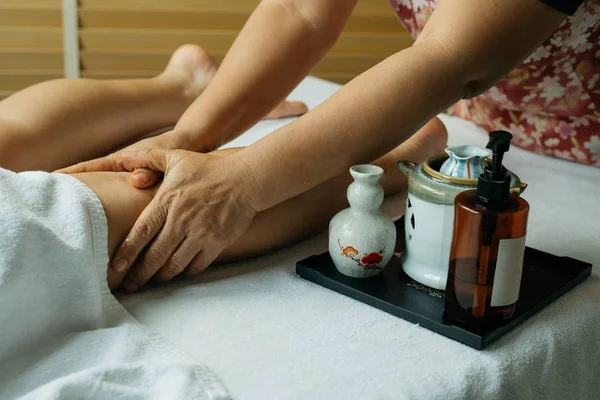 Aromaterapia Masaż Serii Noga Masaż — Zdjęcie stockowe