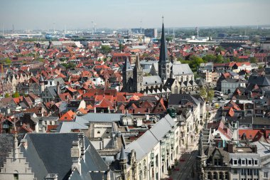 Gent, Belçika, popüler orta kısmında hava görünümüne seyahat